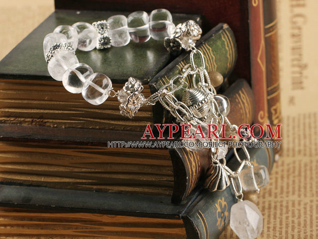 7.5 inches clear white crystal bracelet with extendable chain