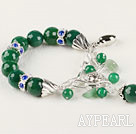 beautiful faceted green agate rhinestone charms bracelet with extendable chain