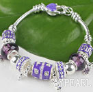 7.9 inches fantasy pink and  violet color charm bracelet with rhinestone