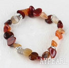 stretchy irregular shape finely carved agate bracelet