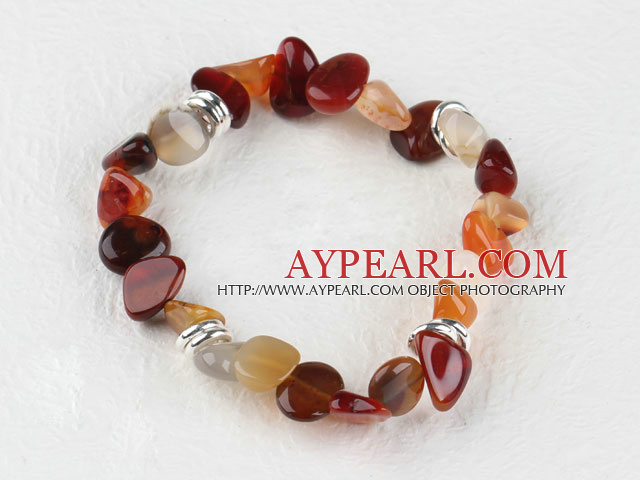 stretchy irregular shape finely carved agate bracelet