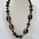 black agate necklace with toggle clasp