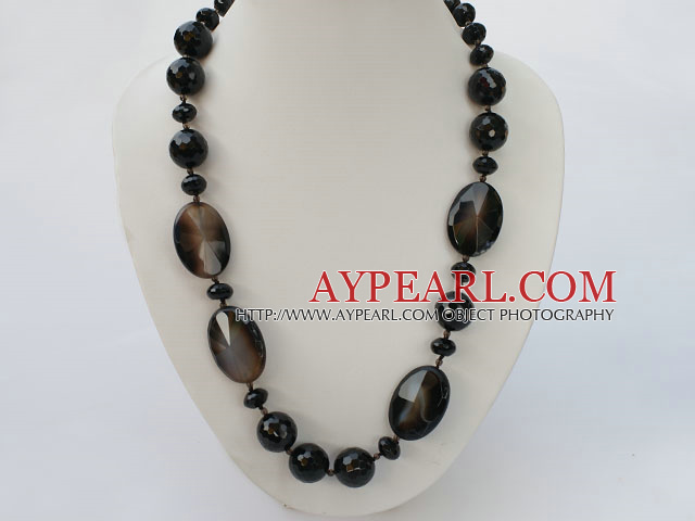 black agate necklace with toggle clasp