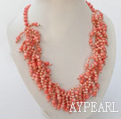 pink coral necklace with gem toggle clasp