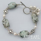 pearl spot stone bracelet with toggle clasp