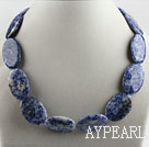 oval shape 18*25mm Sodalite necklace with moonlight clasp