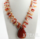 vogue jewelry agate and crystal necklace with S shape clasp