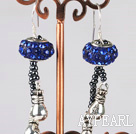 blue color long style charm earrings