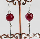 dangling style 12mm faceted red agate ball earrings