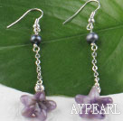 black pearl and star shape amethyst earrings