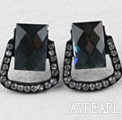 Korean jewelry manmade black gem earrings with rhinestone