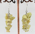 6-7mm cluster style olive jade chips earrings