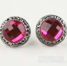 red manmade gem like earrings with rhinestone