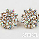 Korean jewelry manmade rhinestone and pearl earrings 