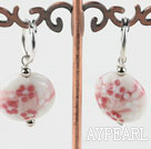 Flat Round Plum Flower Colored Glaze Earings