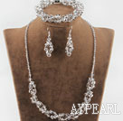 fashion gray crystal set(necklace, bracelet, earrings) with magnetic clasp