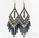 three-leaf shape earrings with rhinestone 