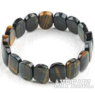 faceted elastic blue tiger eye 16*20mm bangle bracelet