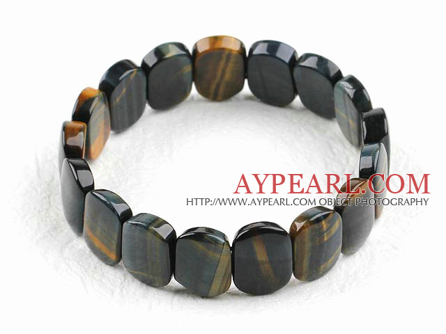 faceted elastic blue tiger eye 16*20mm bangle bracelet