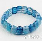 faceted elastic blue agate 12*16mm bangle bracelet