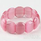 7.5 inches stretchy style pink cat's eye bangle bracelet 