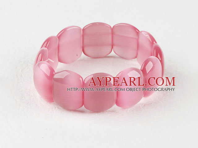 7.5 inches stretchy style pink cat's eye bangle bracelet 
