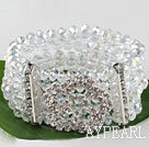 multi strand stretchy clear white crystal bangle bracelet with rhinestone