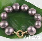 high quality egg shape coffee color sea shell beads bracelet with gold plated clasp