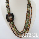 brown pearl and tiger eye green opal and black agate necklace