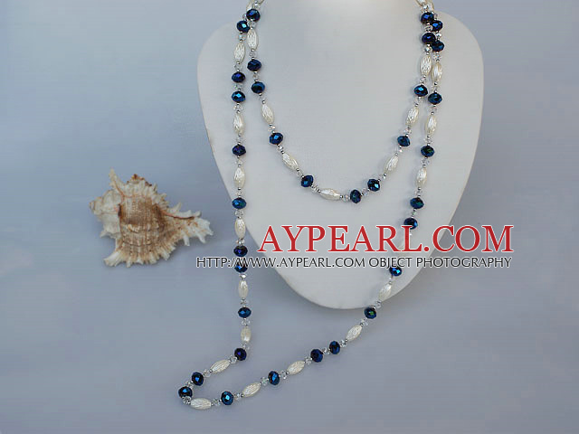 fashion long style acrylic and crystal beaded necklace