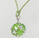 fantasy green rhinestone pendant with lobster clasp