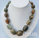 chunky peacock  agate necklace with spring ring clasp