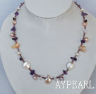 natural pearl and amethyst necklace with magnetic clasp