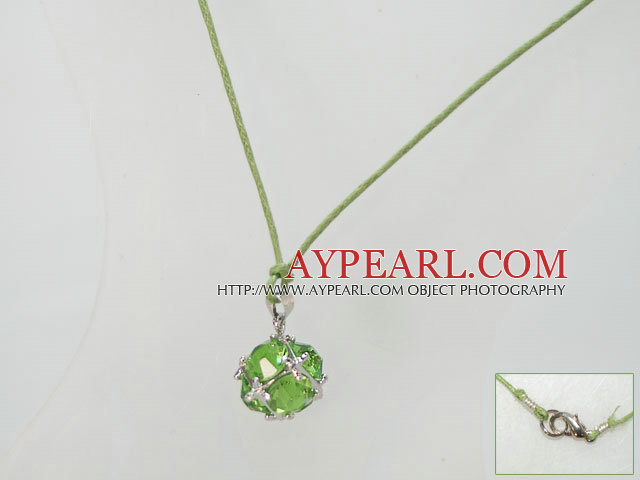 fantasy green rhinestone pendant with lobster clasp