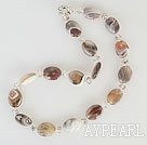 crystal and gray agate necklace with spring ring clasp