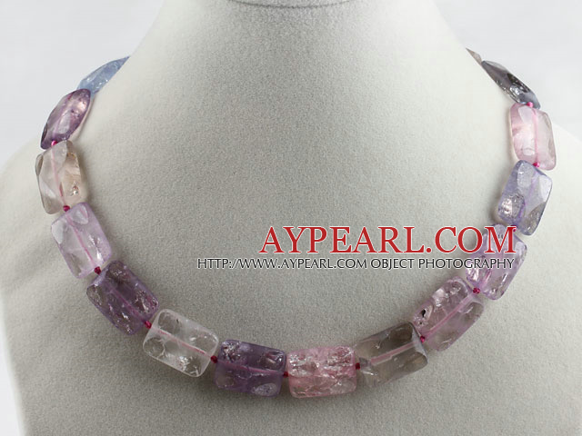 17.3 inches oblong shape colorful burst pattern crystal necklace