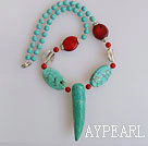 turquoise and coral necklace with lobster clasp