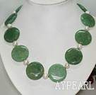aventurine and white pearl necklace with moonlight clasp