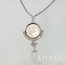 white lip shell pendant with rhinestone