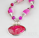 rose pink agate and regalite pendtant necklace with extendable chain