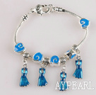 7.9 inches fantasy blue heart shape charm bracelet