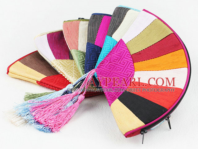 Multi Color Fan Shape Jewelry Bags (10 Pcs Color Random)