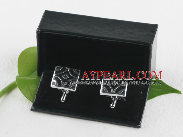 Black color rectangle shape cufflinks box