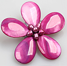 Belle forme naturelle Violet Rouge Perle Goutte Broche fleur Shell