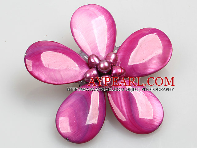 Kaunis Natural Purple Red Pearl Drop Shape Shell kukka rintaneula