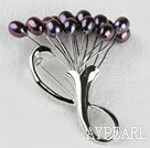 admirably rice shape black color 5-6mm pearl brooch