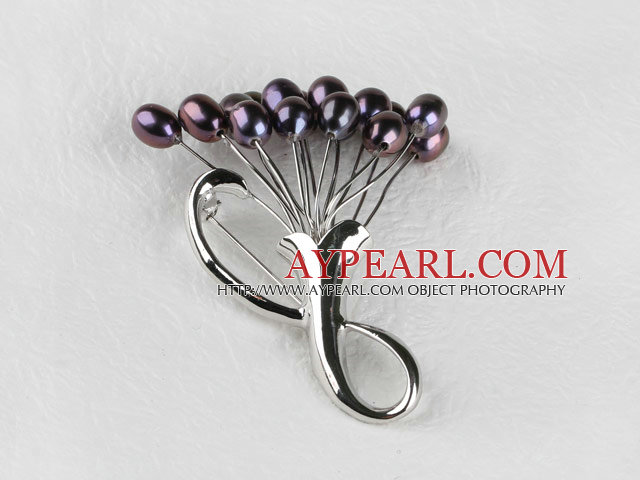 forme de riz admirablement couleur noire-6mm perle broche 5