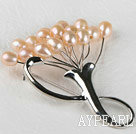 admirably rice shape pink color 5-6mm pearl brooch