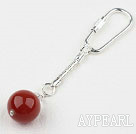 Simple Style 8Mm Round Red Carnelian Metal Charm Key Buckle