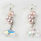 dangling style dazzling Austrian crystl and pearl earrings